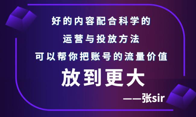张sir账号流量增长课,告别海王流量,让你的流量更精准-91搞钱