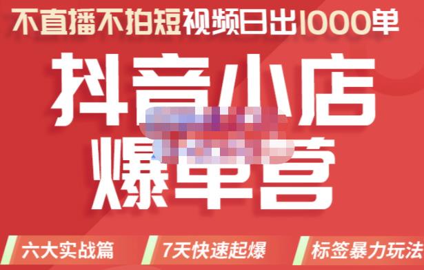 2022年抖音小店爆单营,不直播、不拍短视频、日出1000单,暴力玩法-91搞钱