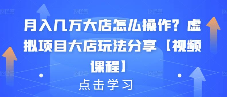月入几万大店怎么操作？虚拟项目大店玩法分享【视频课程】-91搞钱