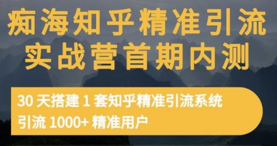 痴海知乎精准引流实战营1-2期,30天搭建1套知乎精准引流系统,引流1000+精准用户-91搞钱