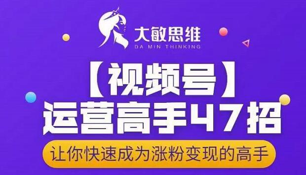大敏思维-视频号运营高手47招,让你快速成为涨粉变现高手-91搞钱