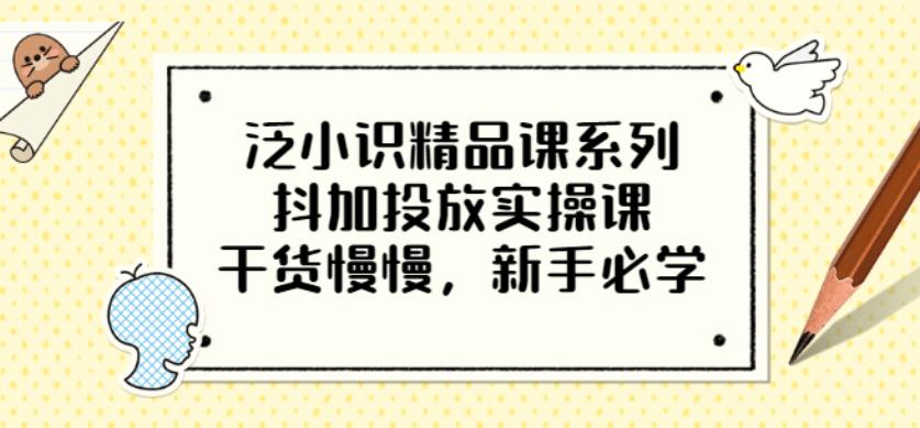 泛小识精品课系列:抖加投放实操课,干货慢慢,新手必学(12节视频课)-91搞钱