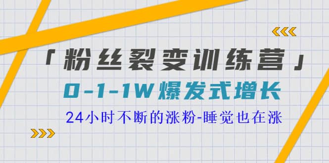 「粉丝裂变训练营」0-1-1w爆发式增长,24小时不断的涨粉-睡觉也在涨-16节课-91搞钱