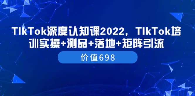 TIkTok深度认知课2022，TIkTok培训实操+测品+落地+矩阵引流（价值698）-91搞钱