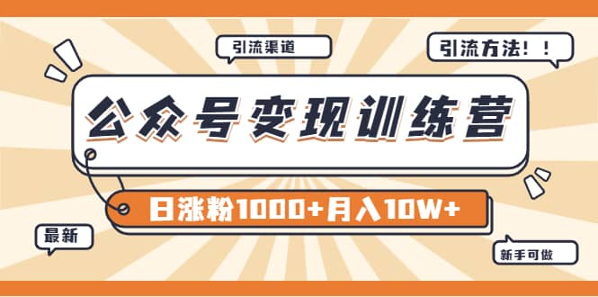 【某公众号变现营第二期】0成本日涨粉1000+让你月赚10W+(8月24号更新)-91搞钱