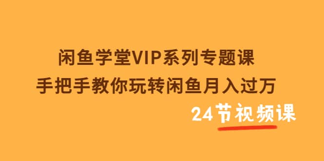 闲鱼学堂VIP系列专题课：手把手教你玩转闲鱼月入过万（共24节视频课）-91搞钱