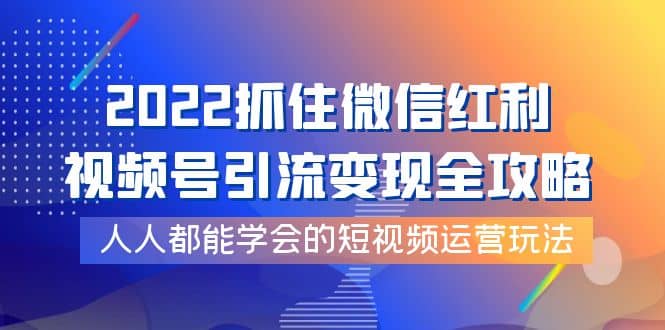 2022抓住微信红利,视频号引流变现全攻略,人人都能学会的短视频运营玩法-91搞钱