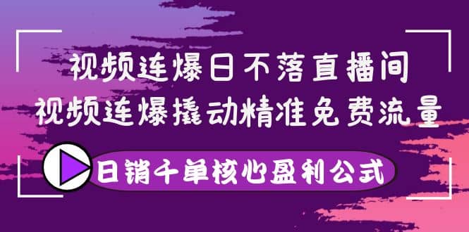 视频连爆日不落直播间,视频连爆撬动精准免费流量,日销千单核心盈利公式-91搞钱