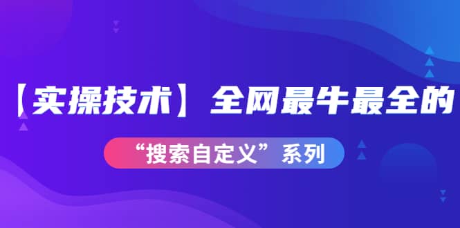 【实操技术】全网最牛最全的“搜索自定义”系列！价值698元-91搞钱