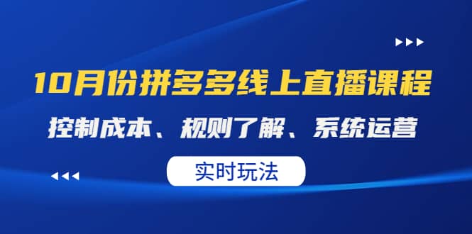 某收费10月份拼多多线上直播课: 控制成本、规则了解、系统运营。实时玩法-91搞钱