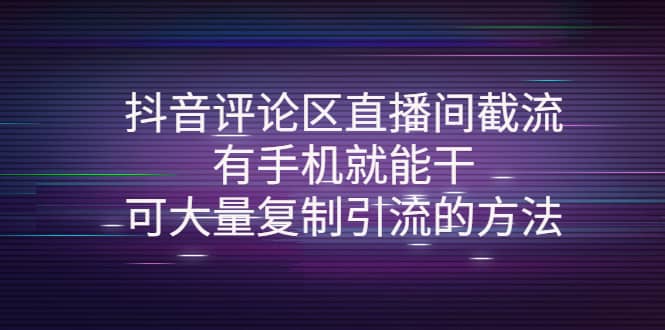 抖音评论区直播间截流,有手机就能干,可大量复制引流的方法-91搞钱
