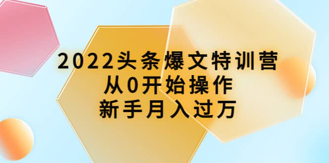 2022头条爆文特训营:从0开始操作,新手月入过万(16节课时)-91搞钱