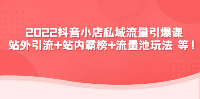 2022抖音小店私域流量引爆课:站外Y.L+站内霸榜+流量池玩法等等-91搞钱