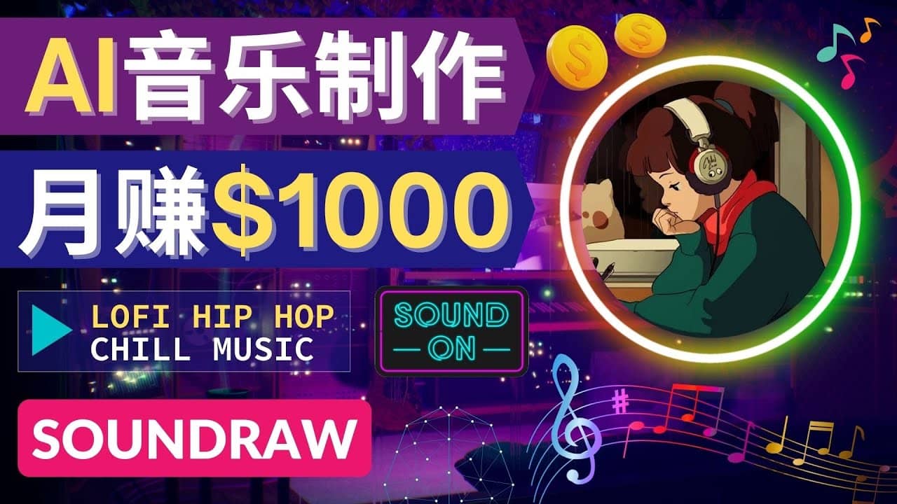 无需任何音乐基础: 使用AI软件制作Lofi Hip Hop Chill Music 月赚1000美元-91搞钱