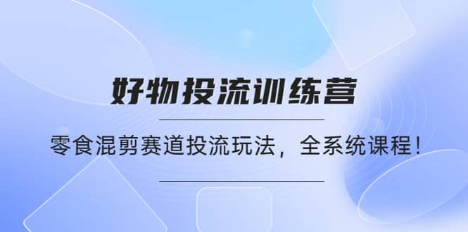 好物推广投流训练营：零食混剪赛道投流玩法，全系统课程-91搞钱