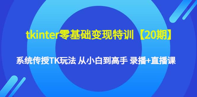 tkinter零基础变现特训【20期】系统传授TK玩法 从小白到高手 录播+直播课-91搞钱