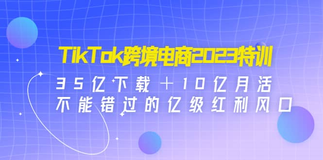 TikTok跨境电商2023特训:35亿下载+10亿月活,不能错过的亿级红利风口-91搞钱