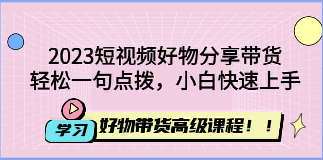 2023短视频好物分享带货,好物带货高级课程,轻松一句点拨,小白快速上手-91搞钱