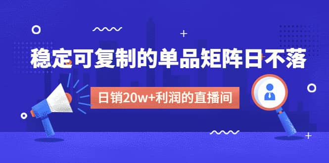 某电商线下课程，稳定可复制的单品矩阵日不落，做一个日销20w+利润的直播间-91搞钱