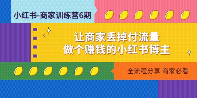 小红书-商家训练营12期：让商家丢掉付流量-91搞钱