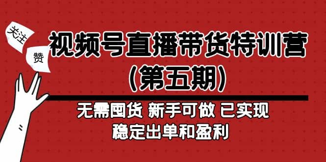 视频号直播带货特训营(第五期)无需囤货 新手可做 已实现稳定出单和盈利-91搞钱