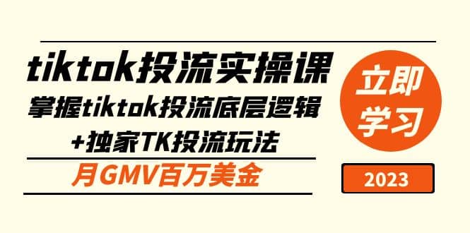 tiktok投流实操课:掌握tiktok投流底层逻辑+独家TK投流玩法-91搞钱