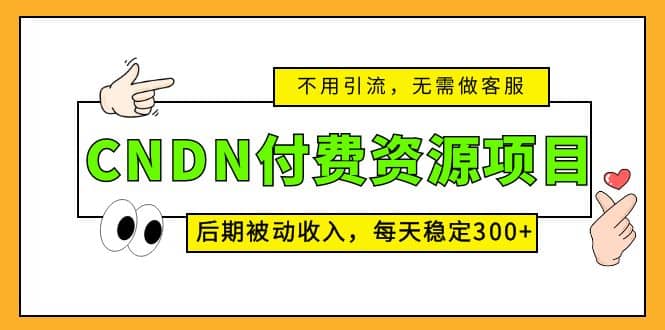 CNDN付费资源项目，不用引流，无需做客服，后期被动收入-91搞钱