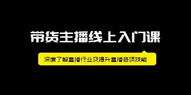 带货主播线上入门课,深度了解直播行业及提升直播各项技能-91搞钱