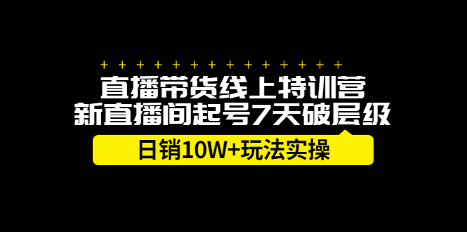 直播带货线上特训营,新直播间起号7天破层级日销10万玩法实操-91搞钱