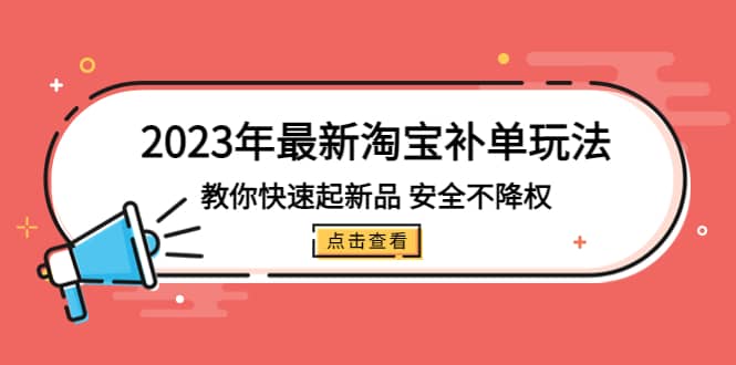 2023年最新淘宝补单玩法,教你快速起·新品,安全·不降权(18课时)-91搞钱