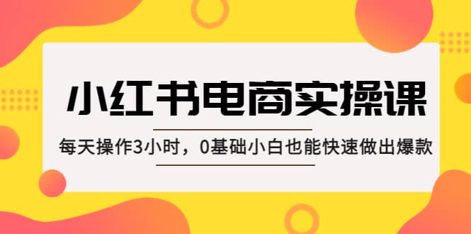 小红书·电商实操课:每天操作3小时,0基础小白也能快速做出爆款-91搞钱