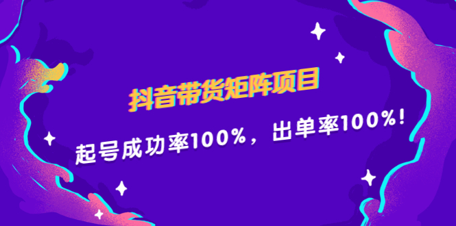 抖音带货矩阵项目,起号成功率100%,出单率100%!-91搞钱