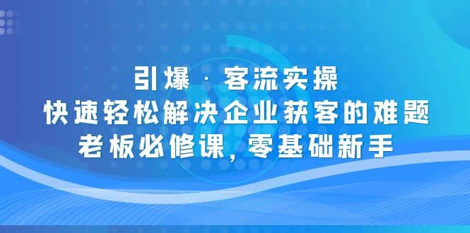 引爆·客流实操:快速轻松解决企业获客的难题,老板必修课,零基础新手-91搞钱