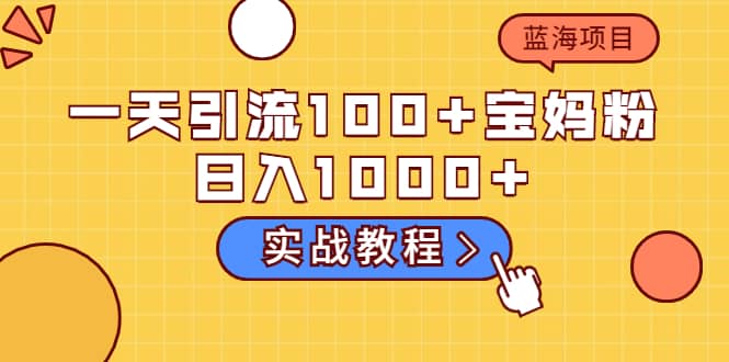 一天引流100+宝妈粉,日入1000+的蓝海项目(实战教程)-91搞钱