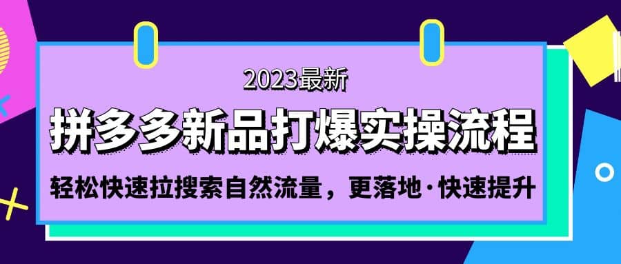 拼多多-新品打爆实操流程:轻松快速拉搜索自然流量,更落地·快速提升-91搞钱