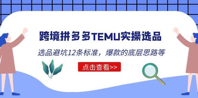 跨境拼多多TEMU实操选品运营方法,选品避坑12条标准,爆款的底层思路等-91搞钱