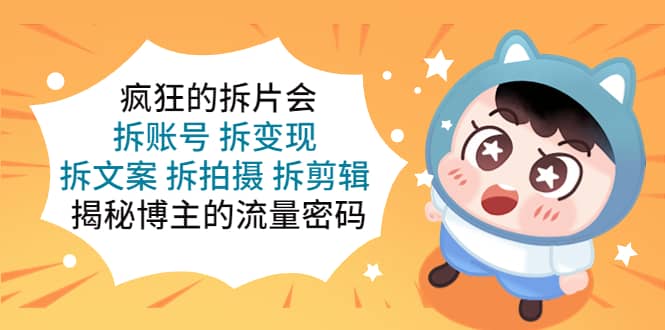 疯狂的拆片会:拆账号 拆变现 拆文案 拆拍摄 拆剪辑 揭秘博主的流量密码-91搞钱