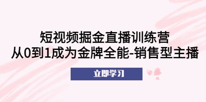 短视频掘金直播训练营:从0到1成为金牌全能-销售型主播-91搞钱