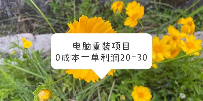 电脑系统重装项目，0成本一单利润20-30-91搞钱