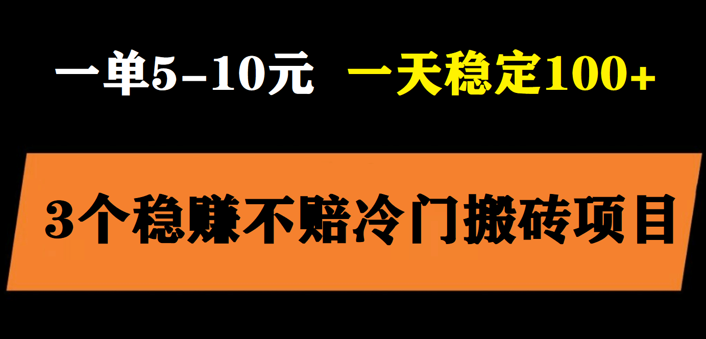 3个最新稳定的冷门搬砖项目，小白无脑照抄当日变现日入过百-91搞钱