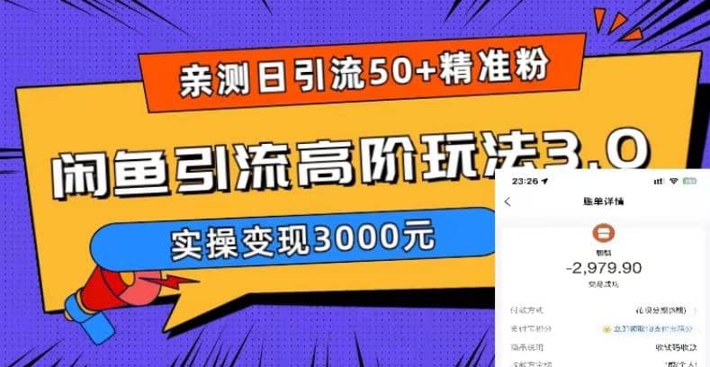 实测日引50+精准粉,闲鱼引流高阶玩法3.0,实操变现3000元-91搞钱