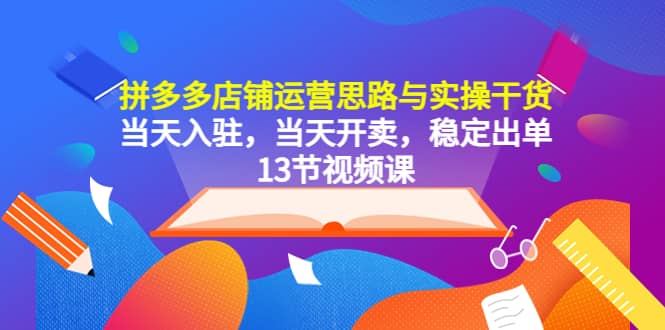 拼多多店铺运营思路与实操干货,当天入驻,当天开卖,稳定出单(13节课)-91搞钱