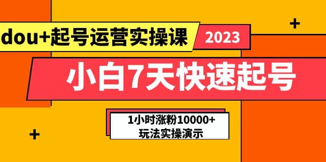小白7天快速起号：dou+起号运营实操课，实战1小时涨粉10000+玩法演示-91搞钱