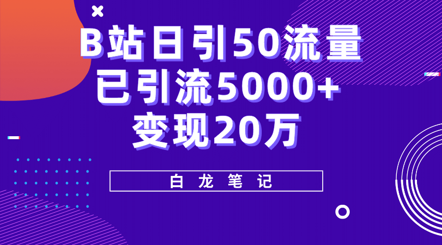 B站日引50+流量,实战已引流5000+变现20万,超级实操课程-91搞钱