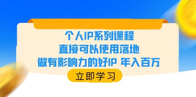 个人IP系列课程，直接可以使用落地，做有影响力的好IP 年入百万-91搞钱
