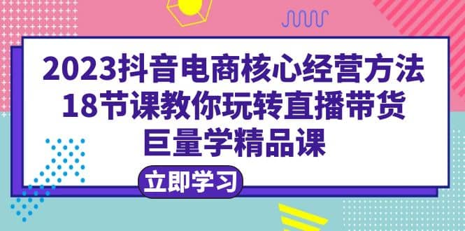 2023抖音电商核心经营方法:18节课教你玩转直播带货,巨量学精品课-91搞钱