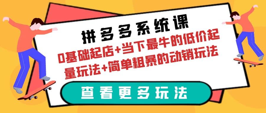 拼多多系统课:0基础起店+当下最牛的低价起量玩法+简单粗暴的动销玩法-91搞钱