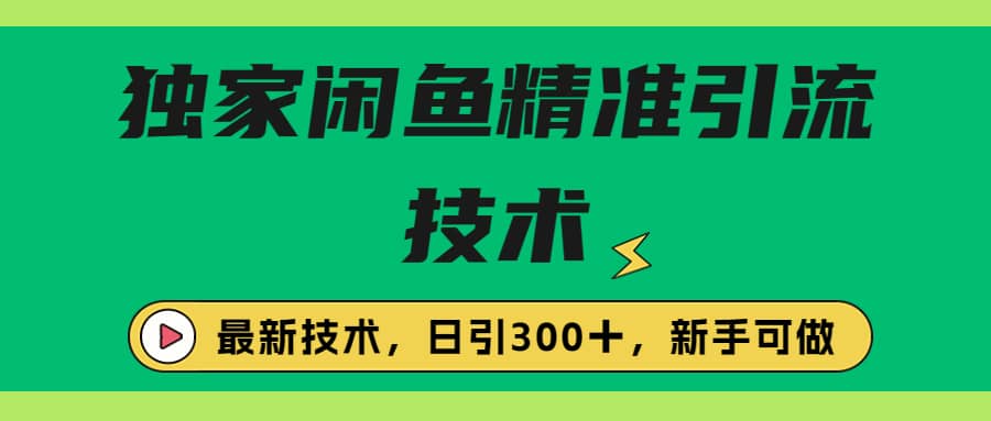 独家闲鱼引流技术，日引300＋实战玩法-91搞钱