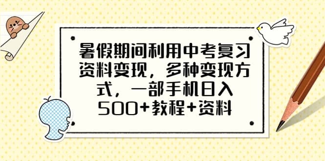 暑假期间利用中考复习资料变现，多种变现方式，一部手机日入500+教程+资料-91搞钱