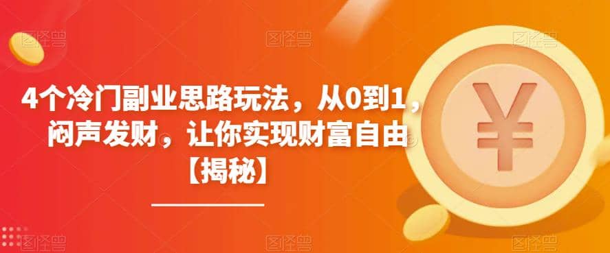 4个冷门副业思路玩法，从0到1，闷声发财，让你实现财富自由【揭秘】-91搞钱